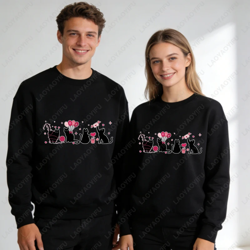 Толстовка с милым черным котом на День святого Валентина, подарки для любителей кошек, интересные принты для домашних животных, пуловер унисекс с изображением Meowy Valentine, одежда для влюбленных
Толстовка с милым черным котом на День святого Валентина, подарки для любителей кошек, интересные принты для домашних животных, пуловер унисекс с изображением Meowy Valentine, одежда для влюбленных