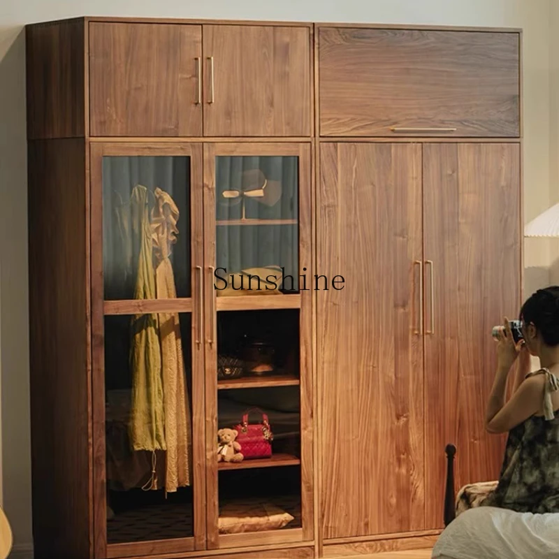 Solid wood household bedroom storage storage door combination clothing cabinet
Solid wood household bedroom storage storage door combination clothing cabinet