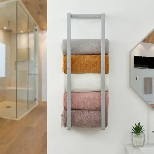 Five-Level Vertical Metal Wall Towel Storage Rack For Rolled Towels In Modern Compact Bathrooms
Five-Level Vertical Metal Wall Towel Storage Rack For Rolled Towels In Modern Compact Bathrooms