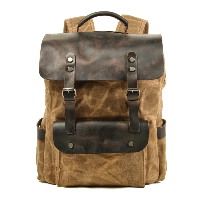Outdoor computer backpack for students water-resistant school bag waxed canvas with inner layer of wild horse hide backpack
Outdoor computer backpack for students water-resistant school bag waxed canvas with inner layer of wild horse hide backpack