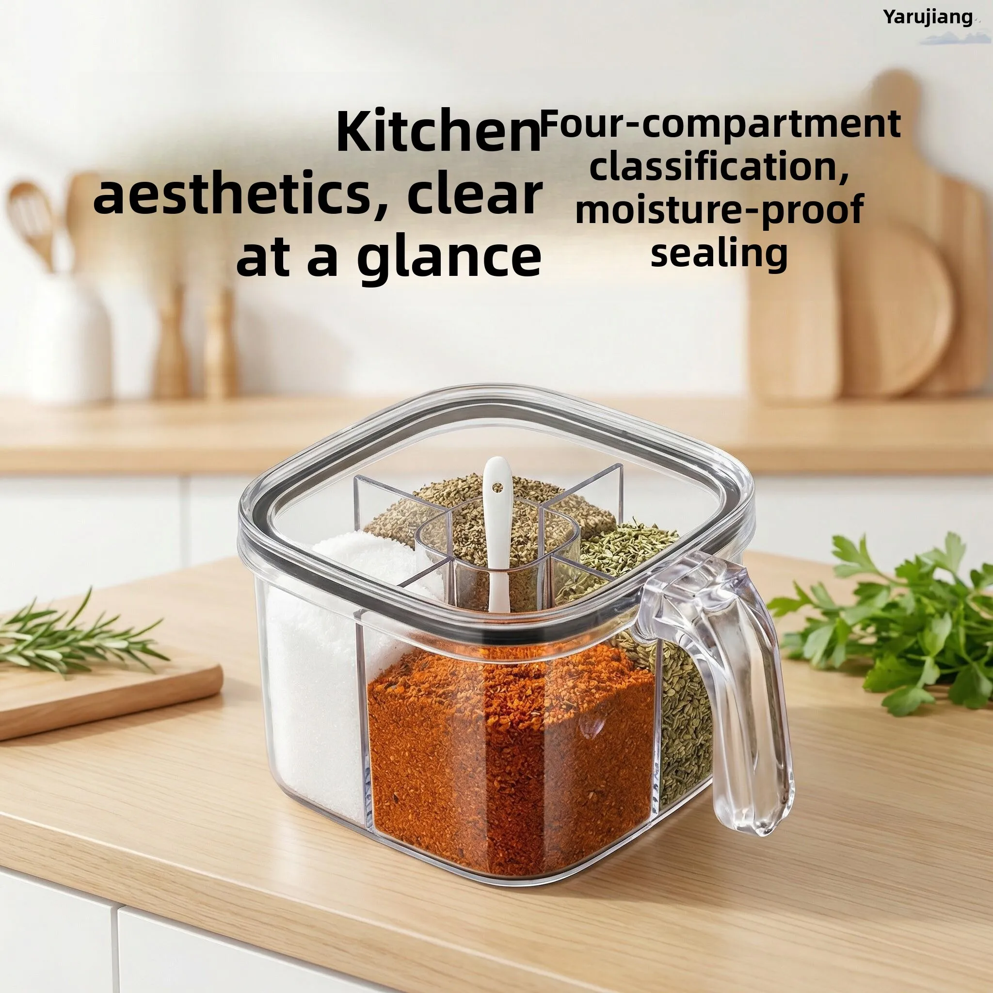 High-End Kitchen Spice Jar Set 4 Grids Integrated Home Use Salt And Pepper Storage Container Ceramic Material Square Shape
High-End Kitchen Spice Jar Set 4 Grids Integrated Home Use Salt And Pepper Storage Container Ceramic Material Square Shape