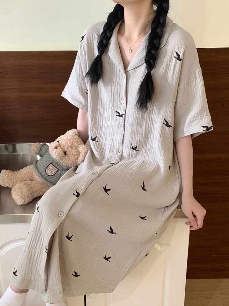Summer New Style Women's Sleep Dress Casual Cotton Short Sleeve Home Clothes Outdoor Wearable Comfortable Large Size Nightgown
Summer New Style Women's Sleep Dress Casual Cotton Short Sleeve Home Clothes Outdoor Wearable Comfortable Large Size Nightgown