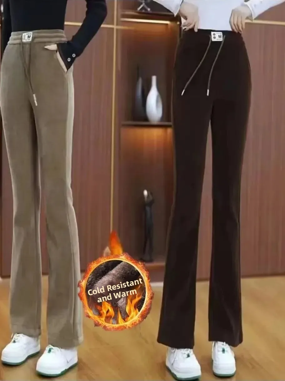 High Waist Thickened Corduroy Women's Flared Pants Autumn Winter Warm Fleece Casual Style Korean Simple Pure Color Trousers
High Waist Thickened Corduroy Women's Flared Pants Autumn Winter Warm Fleece Casual Style Korean Simple Pure Color Trousers