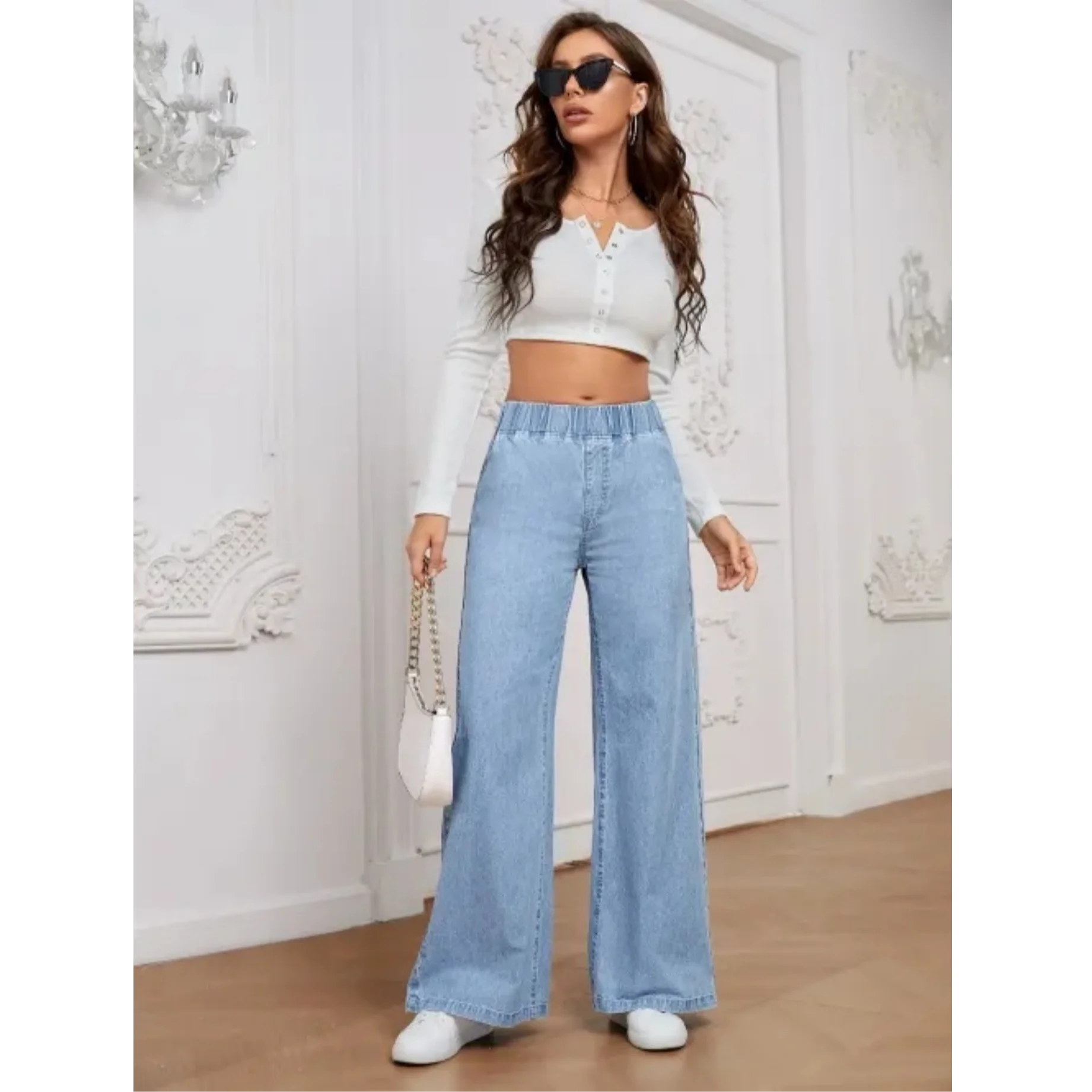 Womens Pants Y2k Jeans Elastic Waist Relaxed Fit Wide Leg Loose Casual Trousers Stretchy Lightweight Fabric Fashion Simple
Womens Pants Y2k Jeans Elastic Waist Relaxed Fit Wide Leg Loose Casual Trousers Stretchy Lightweight Fabric Fashion Simple