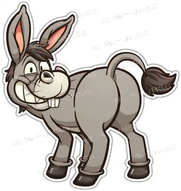 Cartoon Donkey Looks Back, Smiling Donkey, Car Bumper, Vinyl Sticker Sticker, Decal
Cartoon Donkey Looks Back, Smiling Donkey, Car Bumper, Vinyl Sticker Sticker, Decal