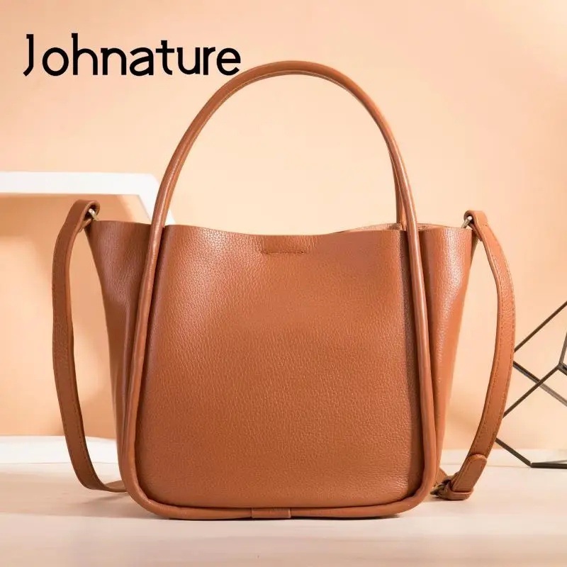 Johnature Genuine Leather Versatile Women Bucket Bag 2024 New Casual Solid Color Cowhide Handbag Large Capacity Shoulder Bags
Johnature Genuine Leather Versatile Women Bucket Bag 2024 New Casual Solid Color Cowhide Handbag Large Capacity Shoulder Bags