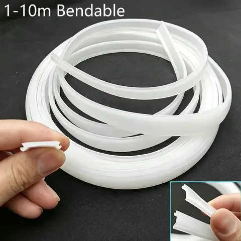 1-10m Flexible LED Aluminum Channel with Milky Silicone Diffuser Cover Replaceable LED Strip Light Fitting for Home Decor