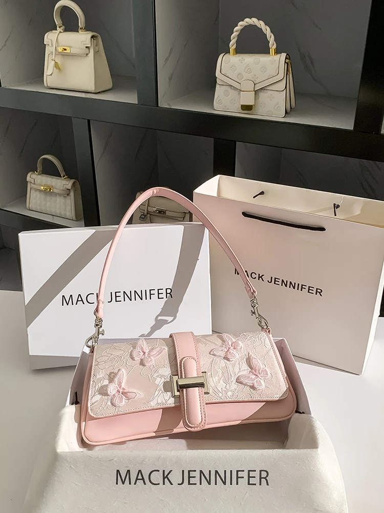 Sweet and Luxury Crescent Bag with Charming Decoration Embroidery Butterfly Women's Popular Versatile Shoulder Crossbody Bag
Sweet and Luxury Crescent Bag with Charming Decoration Embroidery Butterfly Women's Popular Versatile Shoulder Crossbody Bag