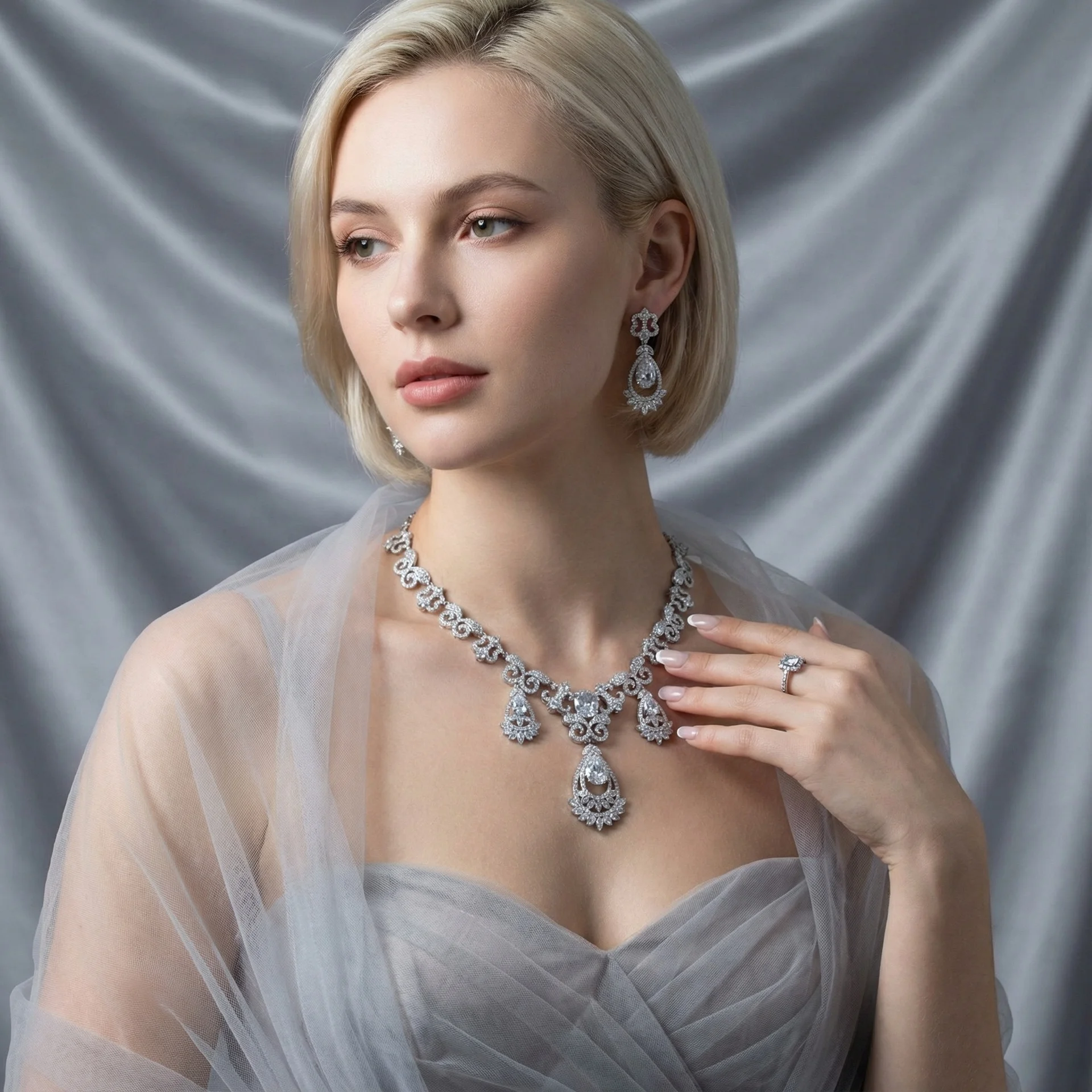 Silver Needle Water Drop Rhinestone Jewelry Set, French Luxury Court Style Necklace & Earrings, Niche Clavicle Chain, Wholesale
Silver Needle Water Drop Rhinestone Jewelry Set, French Luxury Court Style Necklace & Earrings, Niche Clavicle Chain, Wholesale