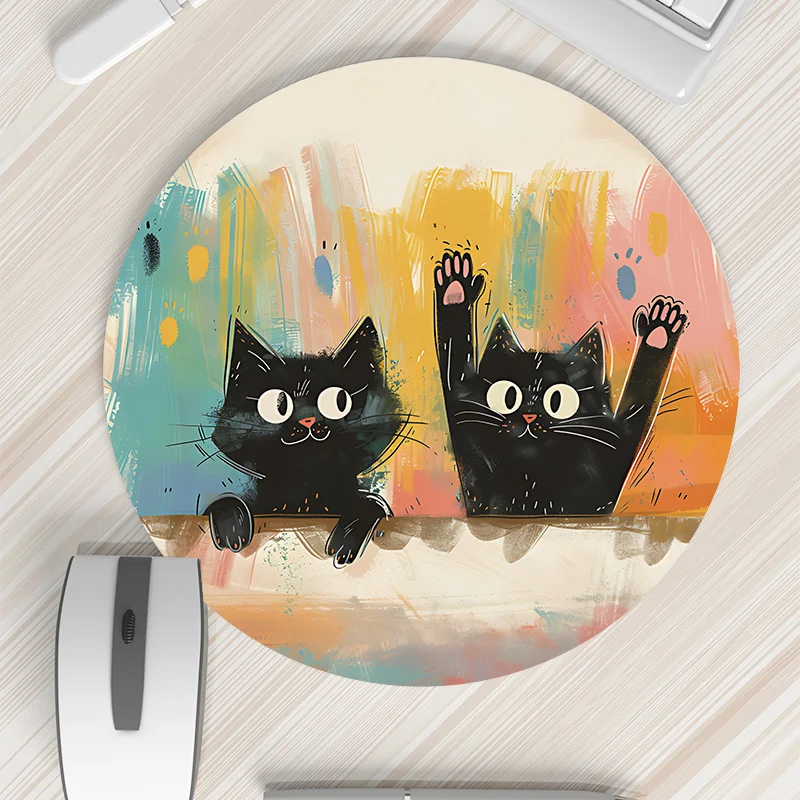 Cute doodle cat round mouse pad, portable waterproof and anti-slip rubber computer accessory, high-quality desktop decoration
Cute doodle cat round mouse pad, portable waterproof and anti-slip rubber computer accessory, high-quality desktop decoration