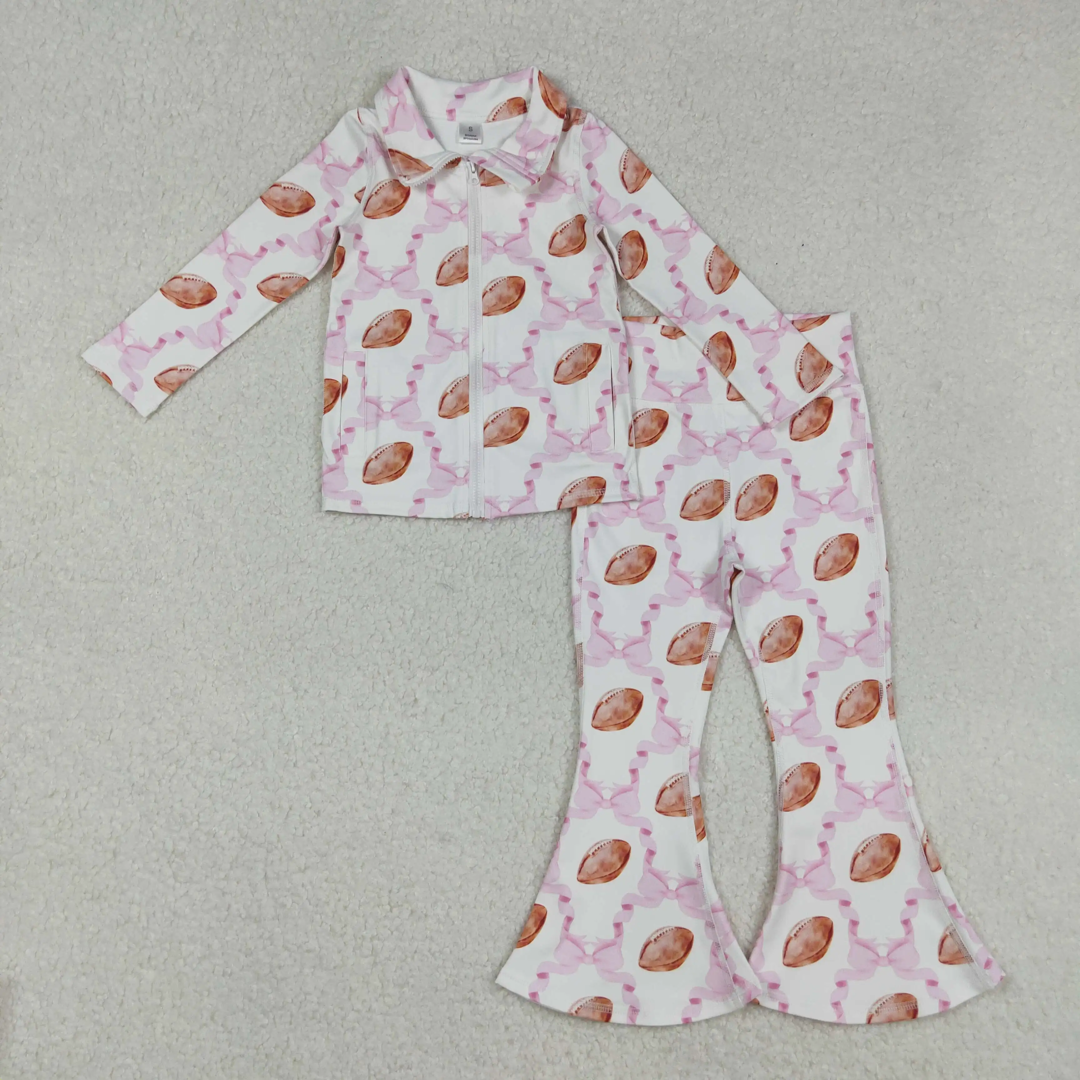 Baby Girls Pink Football Bows Zipper Yoga Active Jacket Top with Pockets Plaid Bell Bottom Pants Set Active Wear Outfit for Kids
Baby Girls Pink Football Bows Zipper Yoga Active Jacket Top with Pockets Plaid Bell Bottom Pants Set Active Wear Outfit for Kids