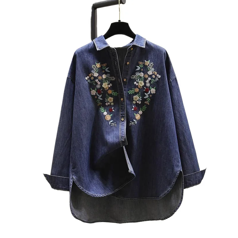 Fashion Retro Embroidered Denim Shirt Jacket for Women Spring 2025 New Loose Long-sleeved Top
Fashion Retro Embroidered Denim Shirt Jacket for Women Spring 2025 New Loose Long-sleeved Top
