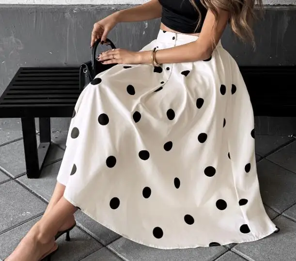 Women's Skirt 2026 Slimming with Elegant and Casual Spring and Summer Temperament, High Waisted Polka Dot Printed A-Line Skirt
Women's Skirt 2026 Slimming with Elegant and Casual Spring and Summer Temperament, High Waisted Polka Dot Printed A-Line Skirt