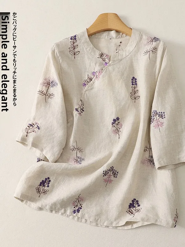 New Chinese Style Women's Shirt Stand Collar Side Button Embroidery Heavy Work Summer New Retro National Style Top
New Chinese Style Women's Shirt Stand Collar Side Button Embroidery Heavy Work Summer New Retro National Style Top
