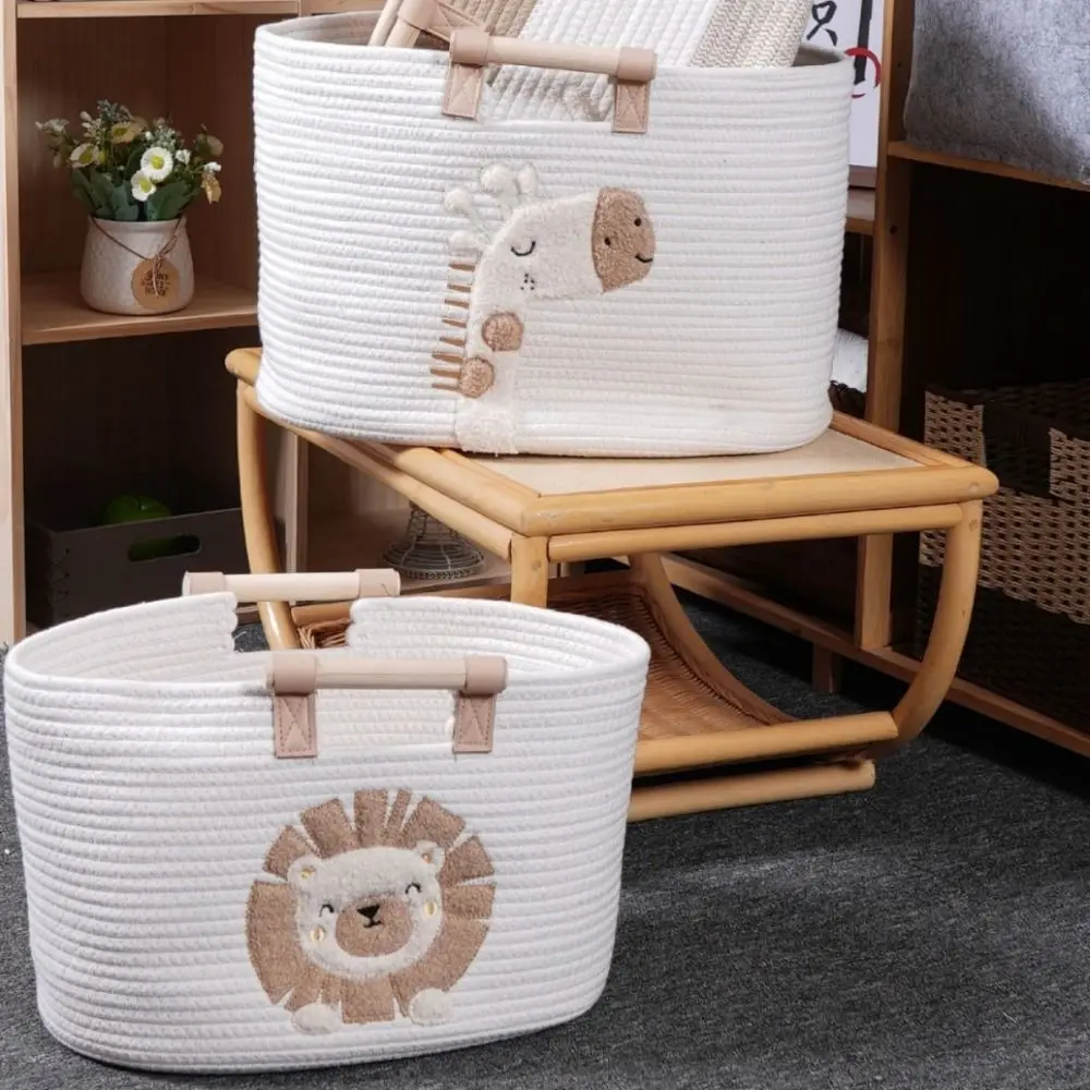 Laundry Basket Cartoon Cotton Rope Storage Basket Portable Cute Woven Storage Basket with Handles Toy Snack Organizer Desktop
Laundry Basket Cartoon Cotton Rope Storage Basket Portable Cute Woven Storage Basket with Handles Toy Snack Organizer Desktop