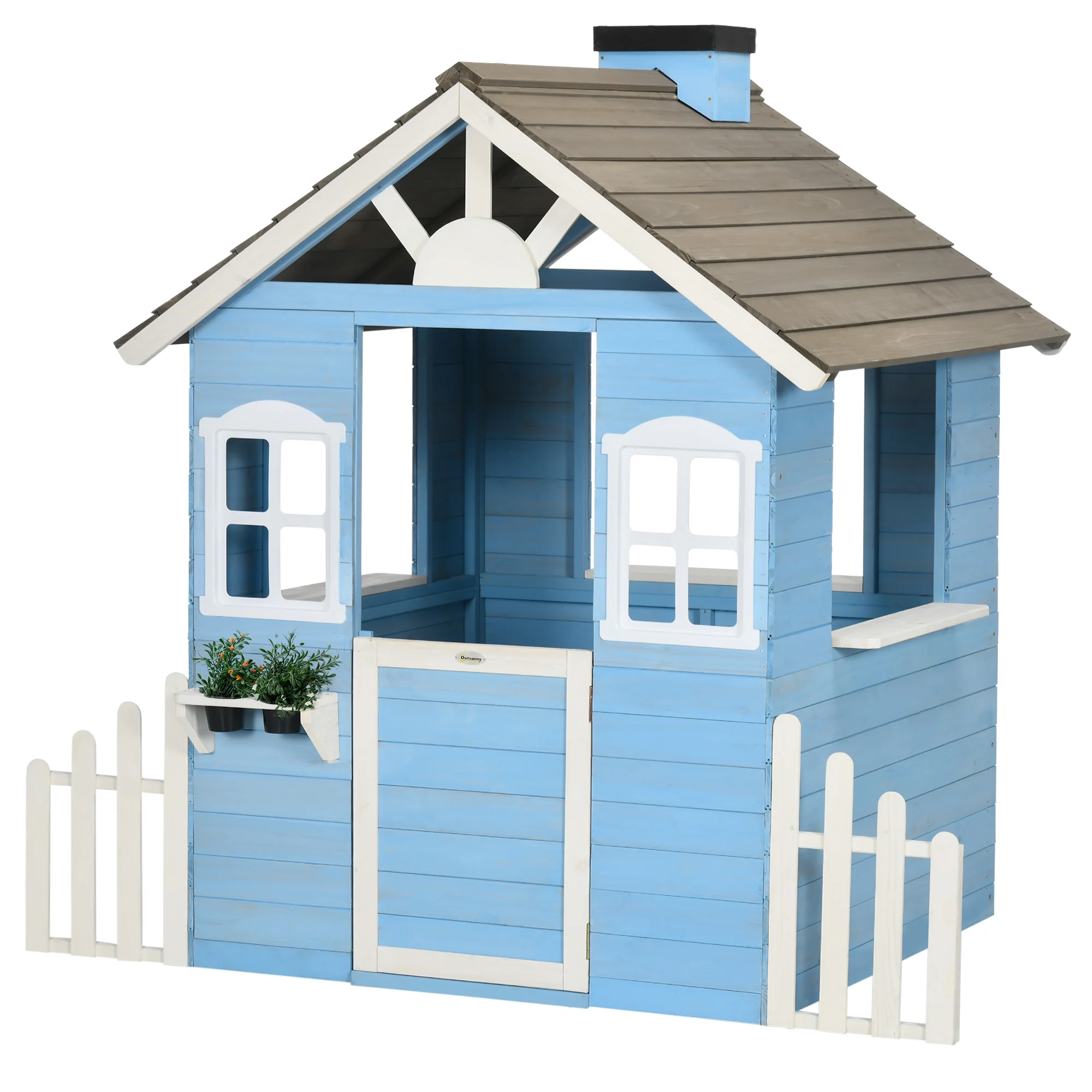 Outsunny Playhouse for Kids Outdoor, Country Style Wooden Playhouse with Flower Pot Holders, Working Door, Windows
Outsunny Playhouse for Kids Outdoor, Country Style Wooden Playhouse with Flower Pot Holders, Working Door, Windows
