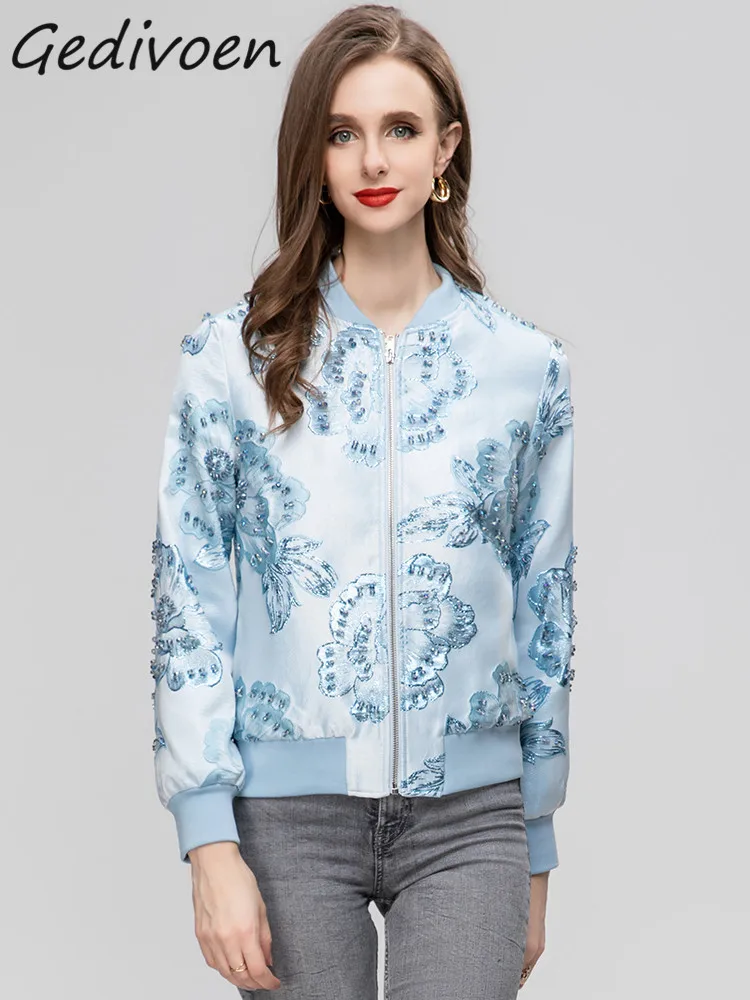Gedivoen Summer Fashion Designer Light Blue Vintage Jackets Coat Women's Lantern Sleeve Diamonds Jacquard Straight Jackets Coat
Gedivoen Summer Fashion Designer Light Blue Vintage Jackets Coat Women's Lantern Sleeve Diamonds Jacquard Straight Jackets Coat