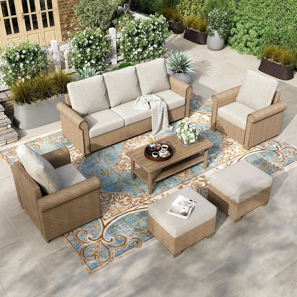 HOUSE 6Piece Patio Furniture Set, All Weather 7 Seats Outdoor Wicker Sofa with Ottomans, Rattan Patio Conversation Set with 5.5
HOUSE 6Piece Patio Furniture Set, All Weather 7 Seats Outdoor Wicker Sofa with Ottomans, Rattan Patio Conversation Set with 5.5