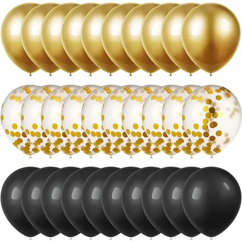 80/40/15pcs Black and Gold Balloon Set -12 inch confetti, suitable for birthdays and celebrations