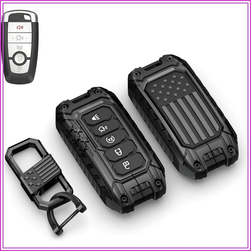 USA Flag-Inspired Heavy Duty Zinc Alloy Key Fob Cover, Keychain for Ford F150 F250 F350 F450 F550 Explorer Fusion Escape Edge Expedition
USA Flag-Inspired Heavy Duty Zinc Alloy Key Fob Cover, Keychain for Ford F150 F250 F350 F450 F550 Explorer Fusion Escape Edge Expedition