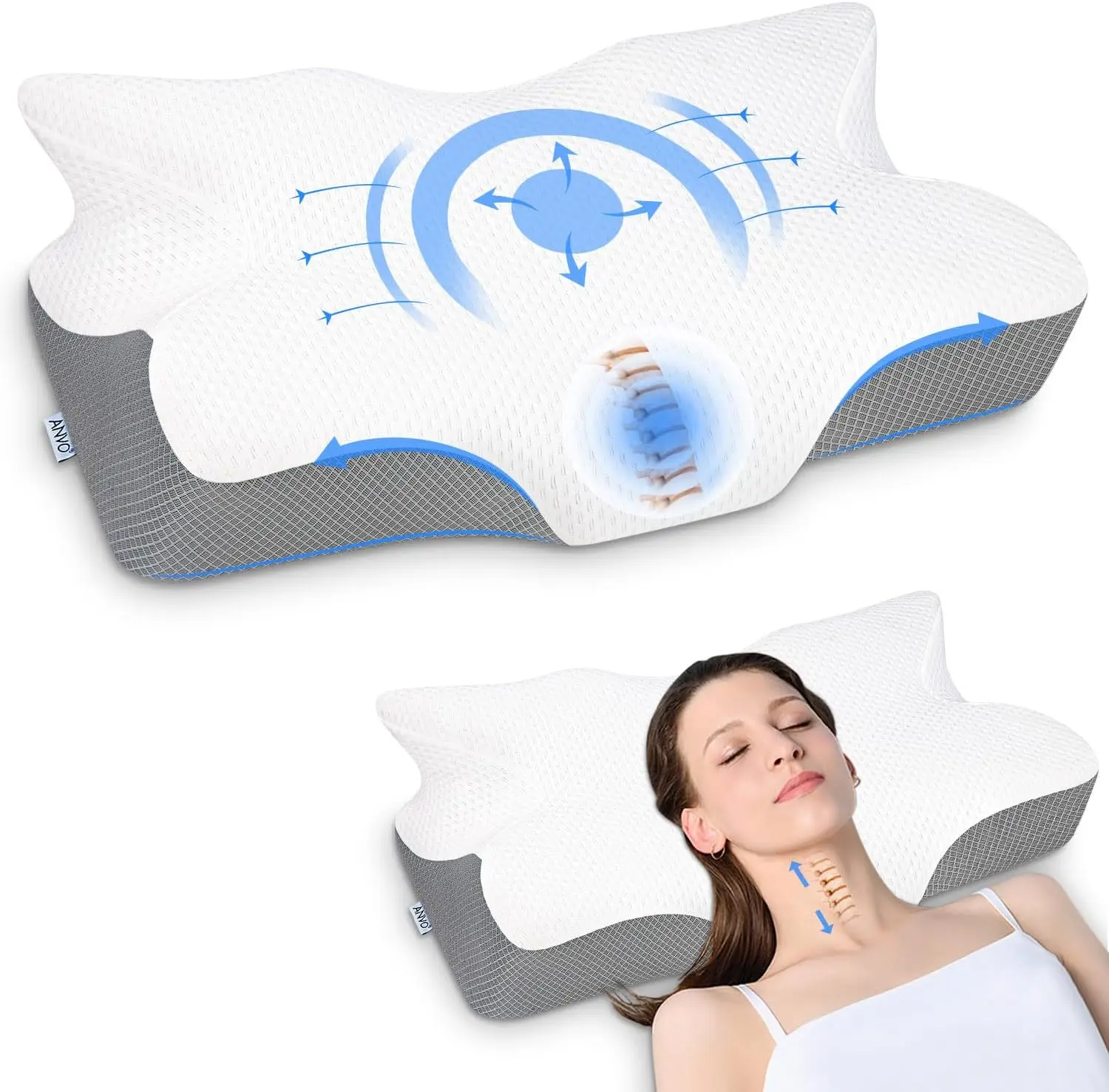 Memory Foam Neck Pillow for Shoulder & Neck Pain Relief, Contour Orthopedic Design for Side, Back, and Stomach Sleepers, Blue
Memory Foam Neck Pillow for Shoulder & Neck Pain Relief, Contour Orthopedic Design for Side, Back, and Stomach Sleepers, Blue