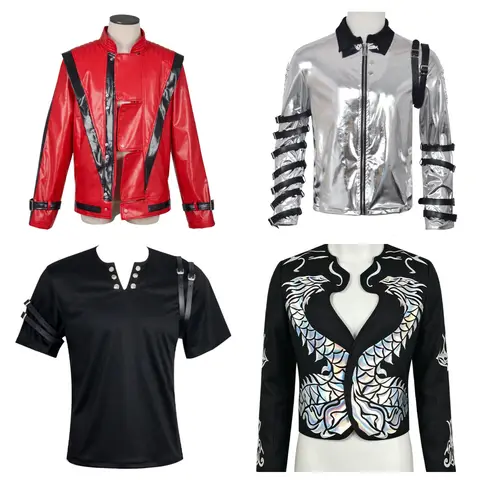 Singer Jacks Cosplay Costume BAD Punk Black Jacket Red Leather Slim Top Costume Clothing for Man Adore Stars Impersonator