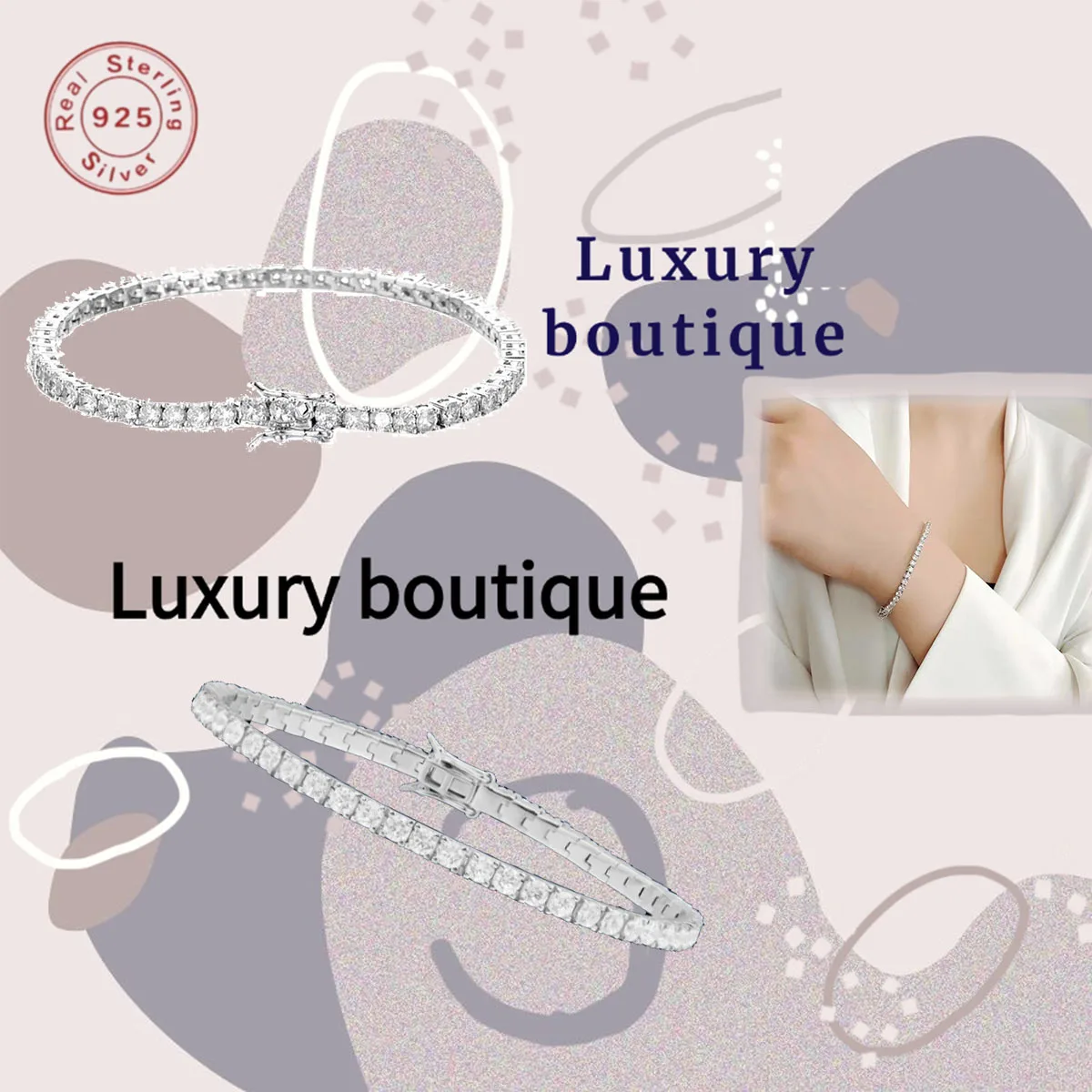 Pure silver S925 bracelet, high-end zircon, luxurious couple's anniversary gift, fashionable European and American OL style
Pure silver S925 bracelet, high-end zircon, luxurious couple's anniversary gift, fashionable European and American OL style