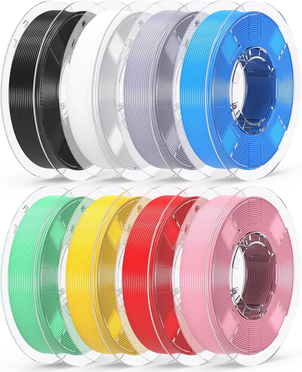 8-Color PLA+ Filament Bundle 1.75mm, 250g Spools, Dimensional Accuracy +/-0.02mm, Black/White/Red/Yellow/Gray/Blue/Pink/Mint Green
8-Color PLA+ Filament Bundle 1.75mm, 250g Spools, Dimensional Accuracy +/-0.02mm, Black/White/Red/Yellow/Gray/Blue/Pink/Mint Green