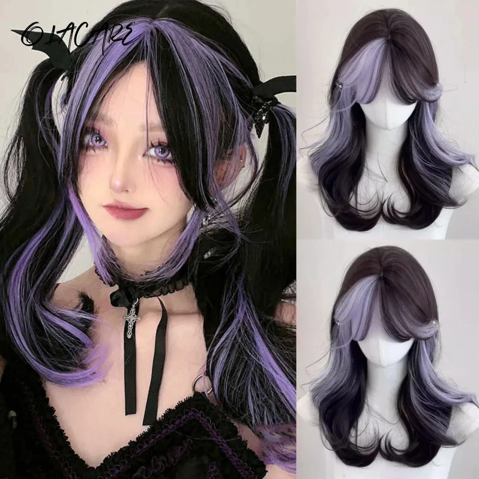 Synthetic Long Wavy Wig with Bangs Medium Length Wig Girl Cute Black Purple Cosplay Party Halloween Harajuku Wig For Women
Synthetic Long Wavy Wig with Bangs Medium Length Wig Girl Cute Black Purple Cosplay Party Halloween Harajuku Wig For Women