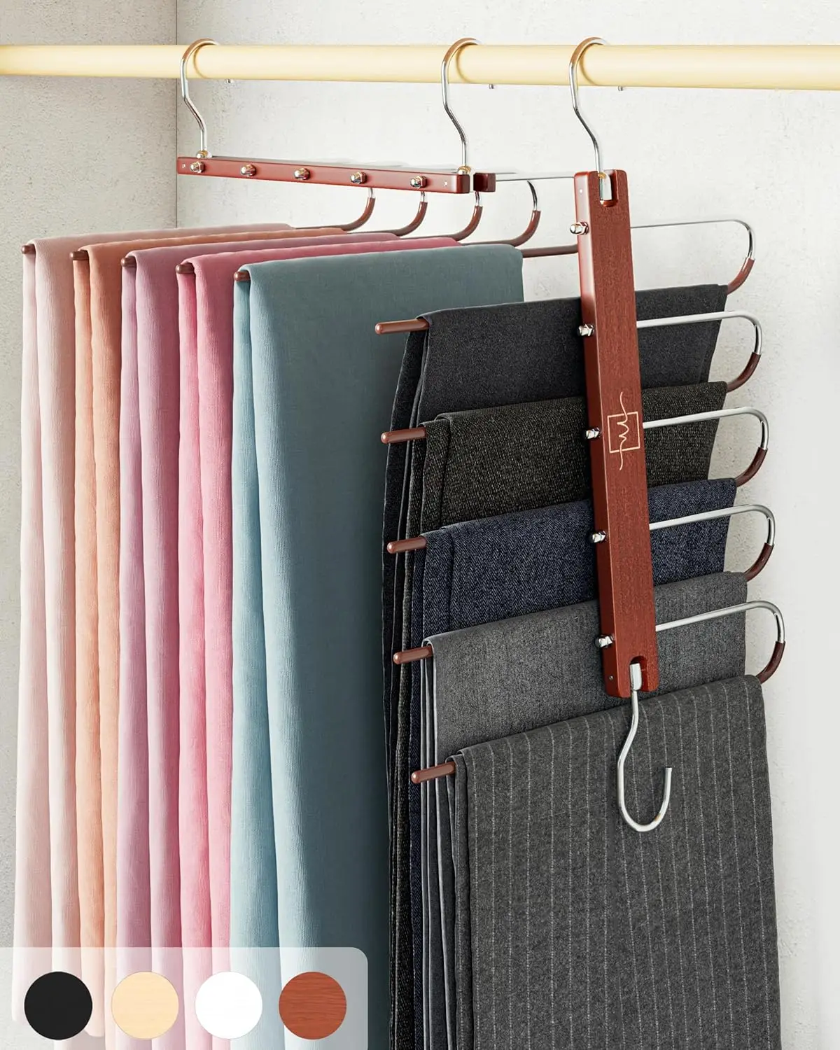 Pants Hangers Space Saving - 2 Pack European Beechwood Scarf and Jean Hangers - Closet Organizer and Space Saver Pant Rack with
Pants Hangers Space Saving - 2 Pack European Beechwood Scarf and Jean Hangers - Closet Organizer and Space Saver Pant Rack with