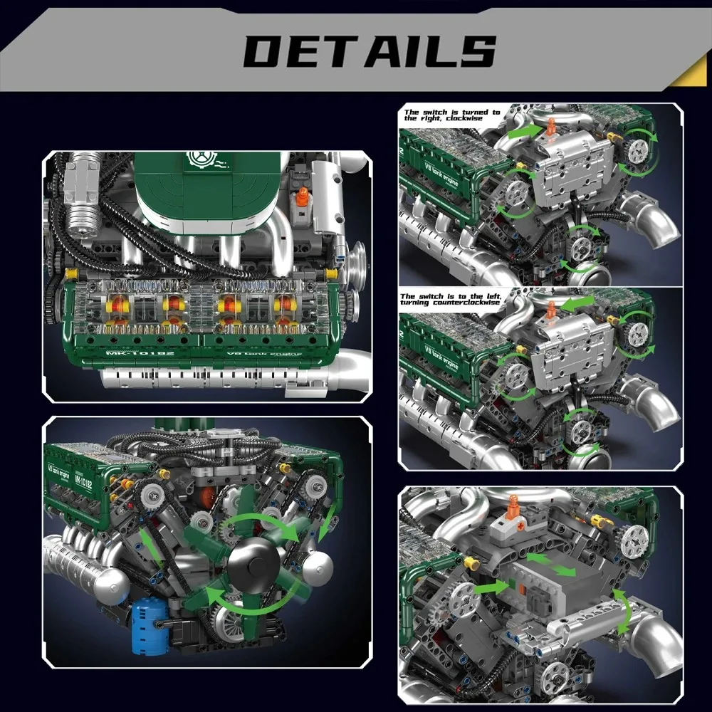 Конструктор Mould King 10182: Модель двигателя V8 (2250 деталей), технические строительные блоки, DIY, подарок на Рождество для детей
Конструктор Mould King 10182: Модель двигателя V8 (2250 деталей), технические строительные блоки, DIY, подарок на Рождество для детей