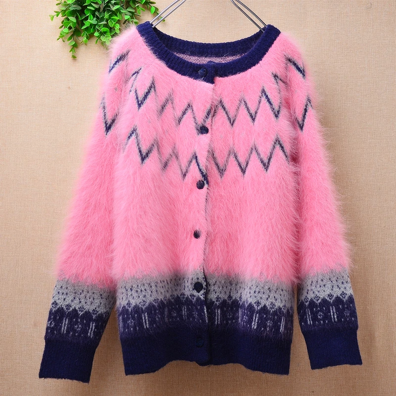 Female Women Spring Autumn Pink Hairy Angora Rabbit Hair Knitted Long Sleeves Short Style Loose Cardigan Mink Fur Jacket Sweater
Female Women Spring Autumn Pink Hairy Angora Rabbit Hair Knitted Long Sleeves Short Style Loose Cardigan Mink Fur Jacket Sweater