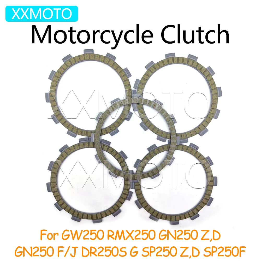 For SUZUKI GW250 RMX250 GN250 Z,D GN250 F J DR250S G SP250 Z,D F GW GN RMX 250 Motorcycle Clutch Plates Friction Disc Kit
For SUZUKI GW250 RMX250 GN250 Z,D GN250 F J DR250S G SP250 Z,D F GW GN RMX 250 Motorcycle Clutch Plates Friction Disc Kit