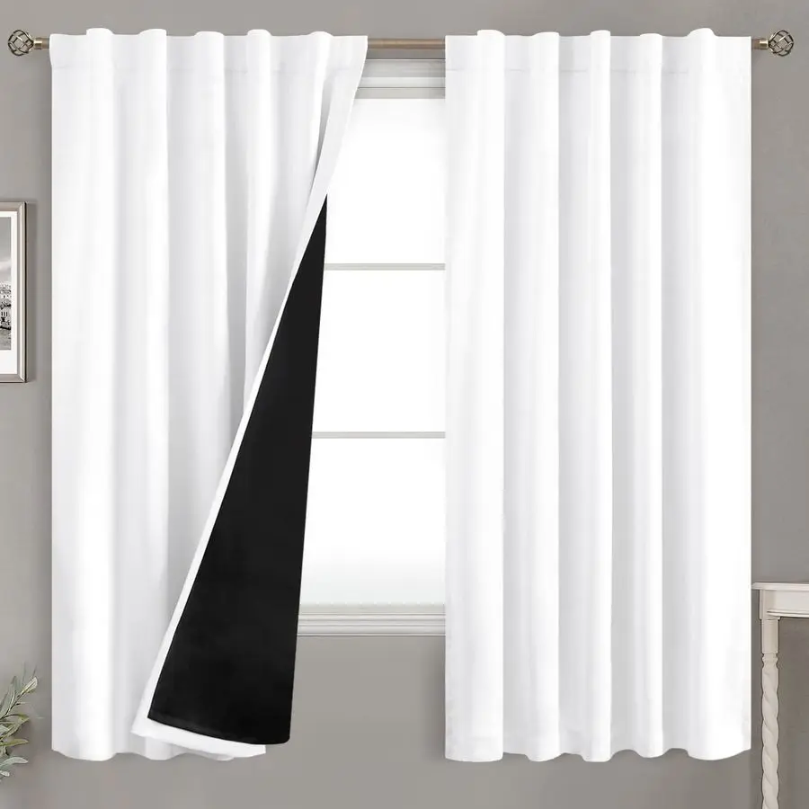 Pure White 100 Blackout Curtains 63 Inches Long with Thermal Insulated Liner, Rod Pocket and Back Tab Double Layer Full Room Dar
Pure White 100 Blackout Curtains 63 Inches Long with Thermal Insulated Liner, Rod Pocket and Back Tab Double Layer Full Room Dar