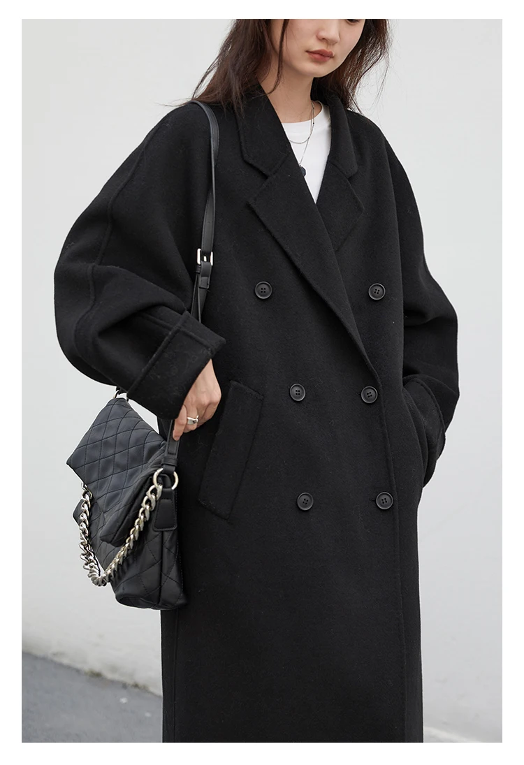 CHIC VEN Women Long Double-sided Woolen Coats Retro Loose Female Overcoat Double Breasted Ladies Windbreak Autumn Winter 2026 60 Scf7e9634cd7d4e97a46c1038d73b604cm