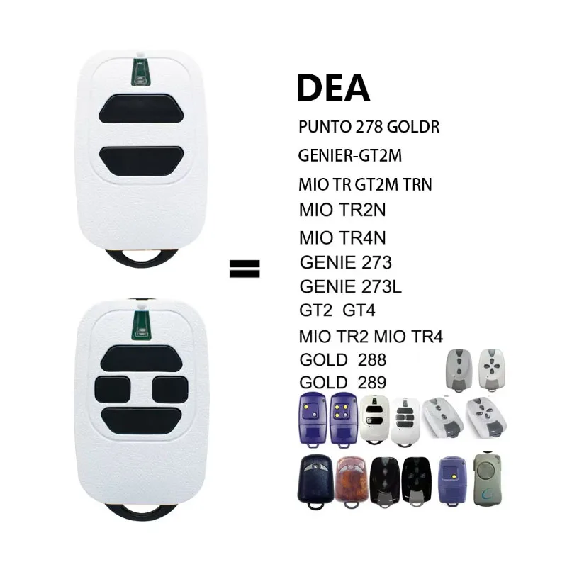 DEA GT2 GT4 GTI2 GTI4 GTI2N GTI4N GTI2M GTI4M TR2 TR4 TR2N TR4N GENIE 273 273L TD2 GT2M Garage Door Remote Control 433.92MHz
DEA GT2 GT4 GTI2 GTI4 GTI2N GTI4N GTI2M GTI4M TR2 TR4 TR2N TR4N GENIE 273 273L TD2 GT2M Garage Door Remote Control 433.92MHz