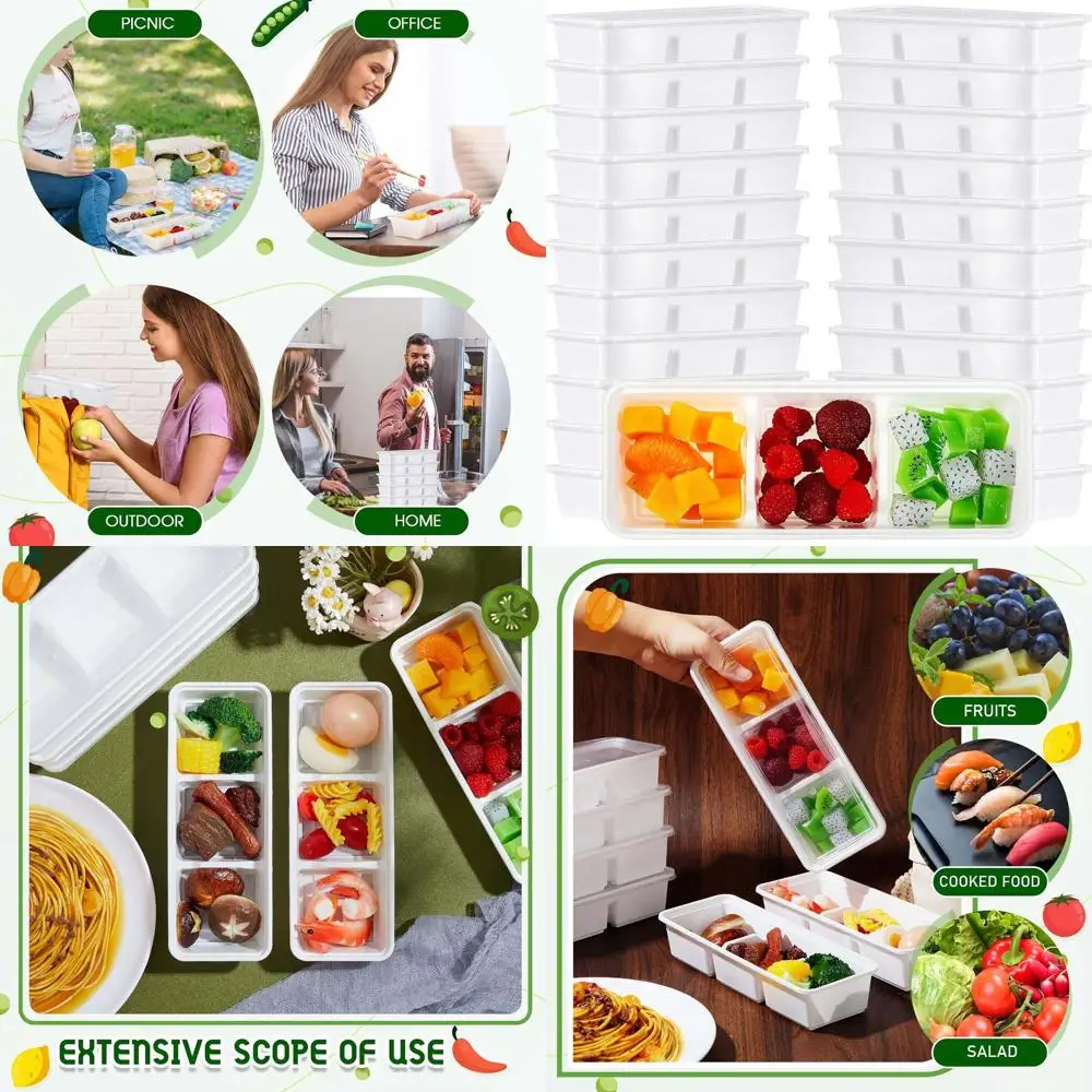 Набор из 100 одноразовых контейнеров для еды на 17 унций с 3 отделениями и крышками для путешествий, офиса или пикника (белые)
Набор из 100 одноразовых контейнеров для еды на 17 унций с 3 отделениями и крышками для путешествий, офиса или пикника (белые)