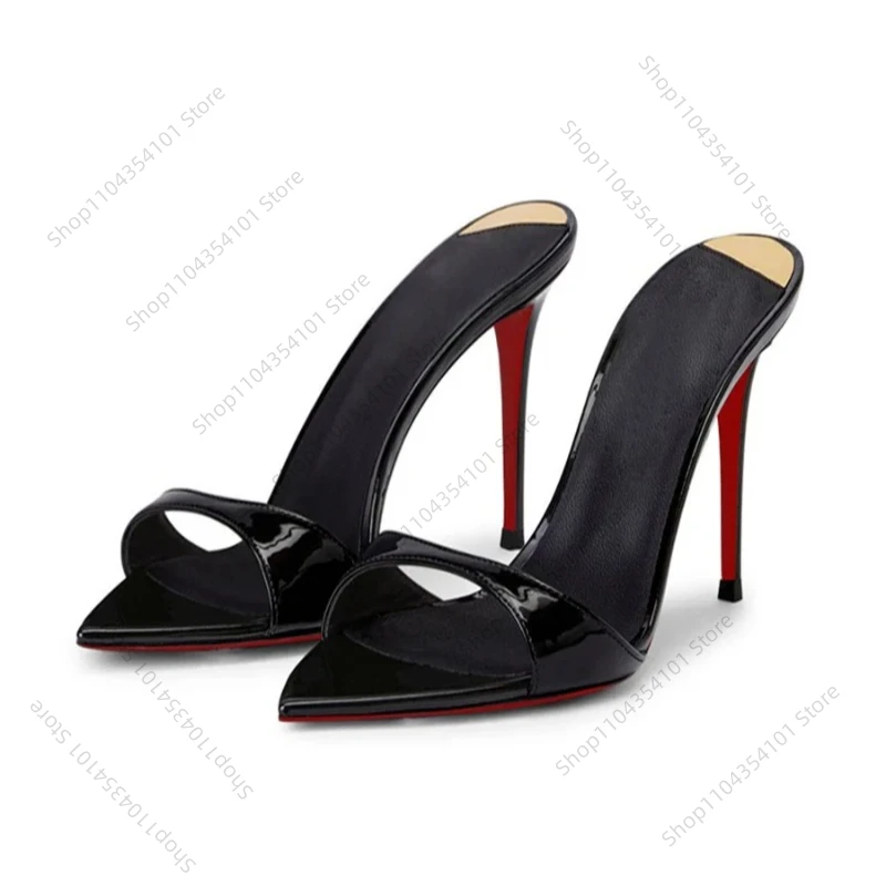 2025New pointed black red soled high-heeled shoes for women, high-heeled sandals with a niche temperament, worn as half slippers
2025New pointed black red soled high-heeled shoes for women, high-heeled sandals with a niche temperament, worn as half slippers