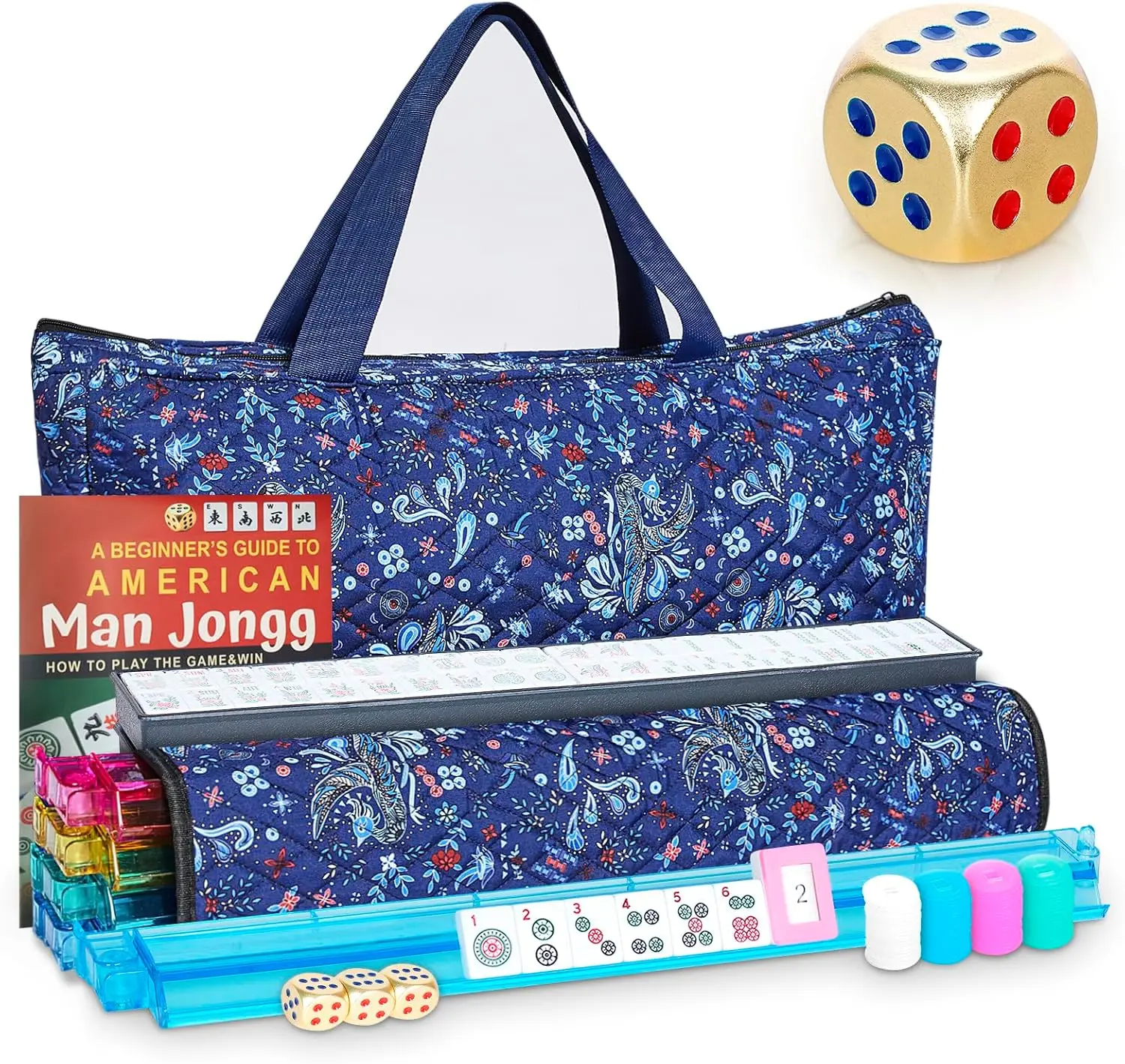 American Mahjong Set 166 Tiles with 4 Racks Pushers Portable Case
American Mahjong Set 166 Tiles with 4 Racks Pushers Portable Case