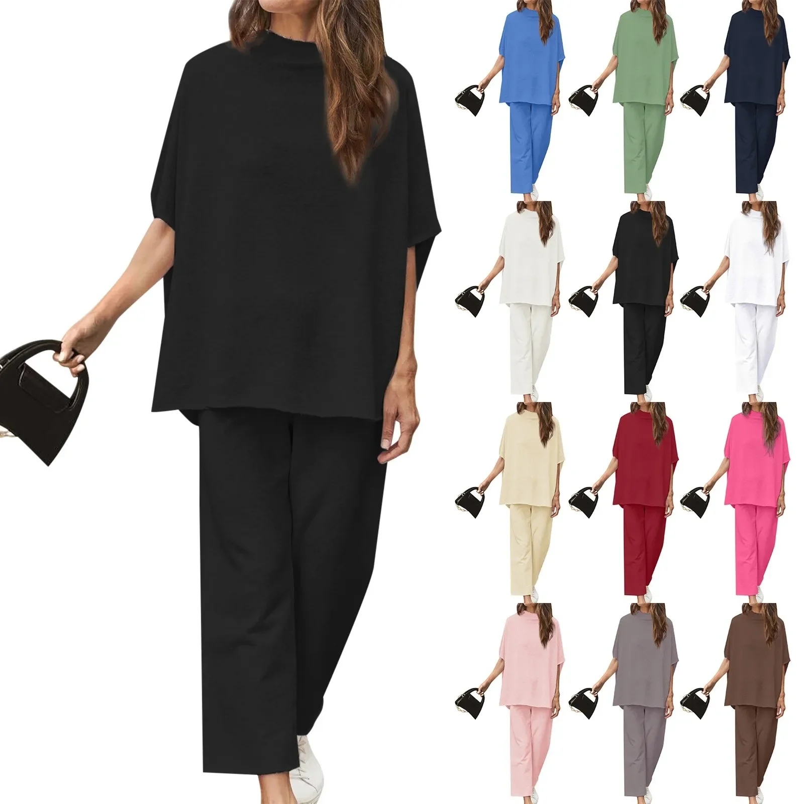 2025 Autumn Fashion Women's Two Piece Casual Belt Pocket Set Half Sleeve O-Neck Top and Strap Wide Leg Pants Pants Set
2025 Autumn Fashion Women's Two Piece Casual Belt Pocket Set Half Sleeve O-Neck Top and Strap Wide Leg Pants Pants Set