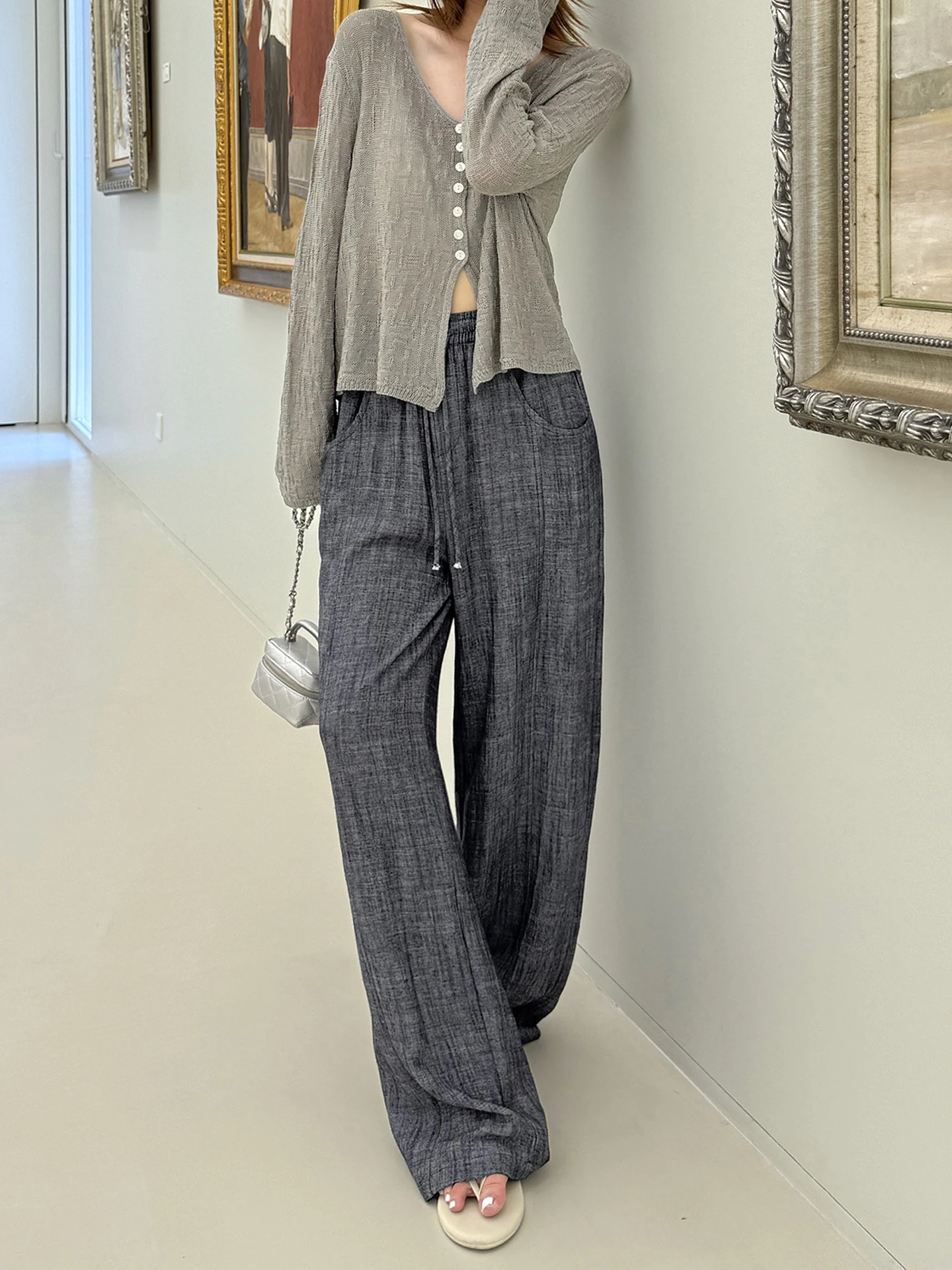 Loose Wide Leg Pants Dstring Cotton Linen Blend High Waist Trousers Summer Casual Loose Fit Floor Length Women's Pants
Loose Wide Leg Pants Dstring Cotton Linen Blend High Waist Trousers Summer Casual Loose Fit Floor Length Women's Pants