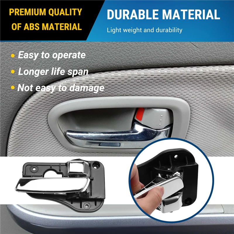 Efficientt-4Pcs/Set Car Inside Chrome Door Handle Set For Kia Rondo Carens 2007-2012 82610-1D010, 82620-1D010 
Efficientt-4Pcs/Set Car Inside Chrome Door Handle Set For Kia Rondo Carens 2007-2012 82610-1D010, 82620-1D010