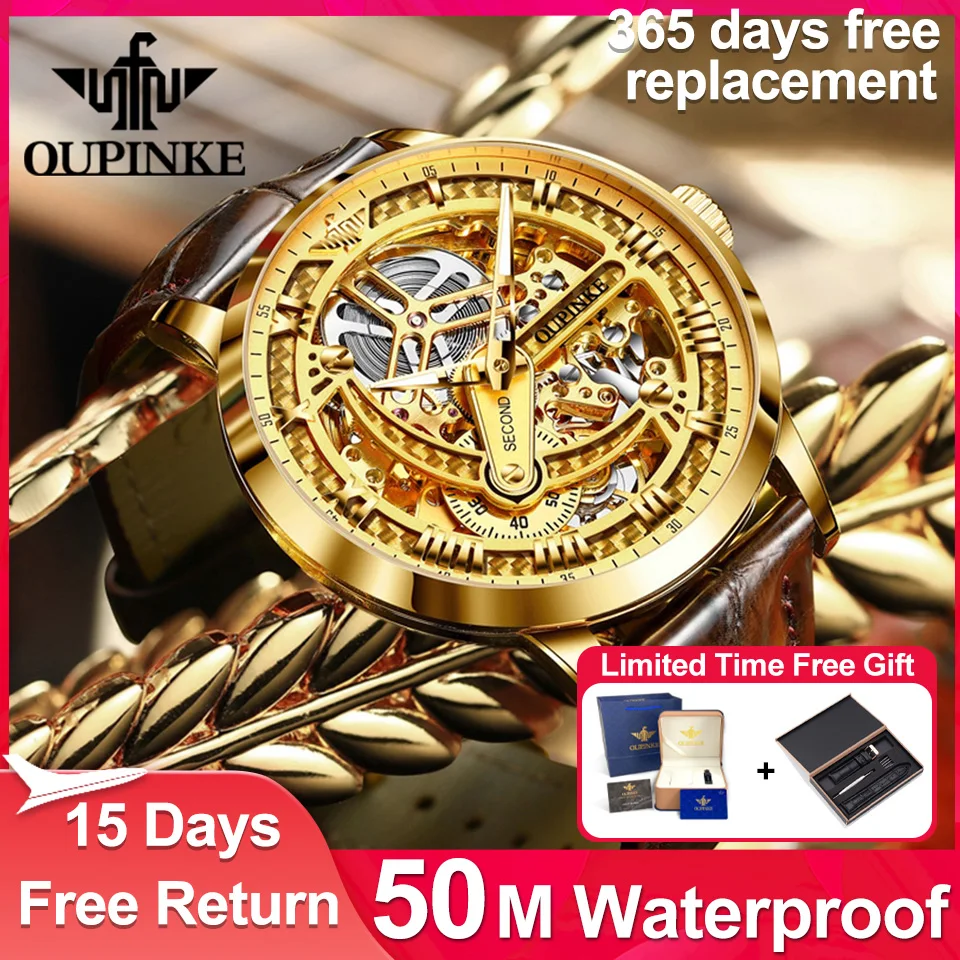OUPINKE Luxury Men's Watch 3D Hollow Out Sapphire Mirror Automatic Mechanical Wristwatch 50M Waterproof Luminous Dial Watch Gift 
OUPINKE Luxury Men's Watch 3D Hollow Out Sapphire Mirror Automatic Mechanical Wristwatch 50M Waterproof Luminous Dial Watch Gift