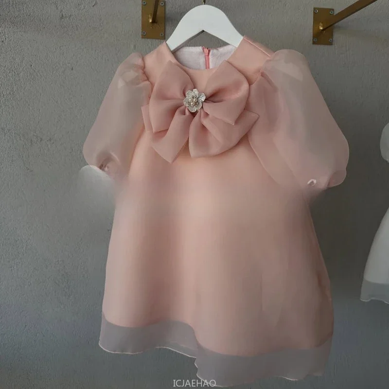 Party Dress Children Satin First Birthday Dresses Baby Bubble Sleeve Solid Color Party Outfit Girl 3D Flower Princess Gown Kids
Party Dress Children Satin First Birthday Dresses Baby Bubble Sleeve Solid Color Party Outfit Girl 3D Flower Princess Gown Kids