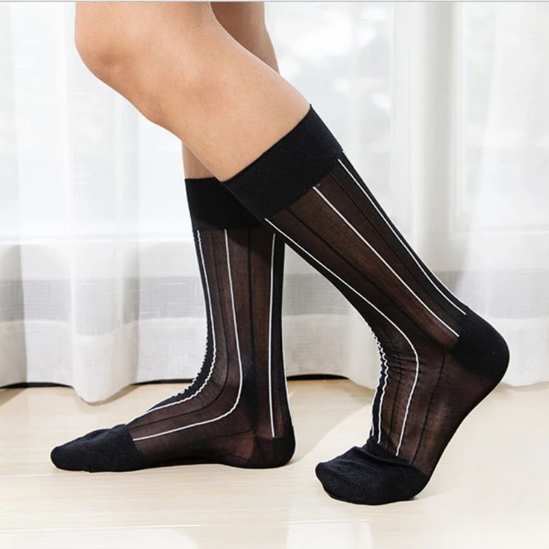 4 Pairs Men's Socks Summer Stripes Elastic Thin Silky See Through Nylon Stockings Man Sexy Office Business Formal Dress Socks
4 Pairs Men's Socks Summer Stripes Elastic Thin Silky See Through Nylon Stockings Man Sexy Office Business Formal Dress Socks