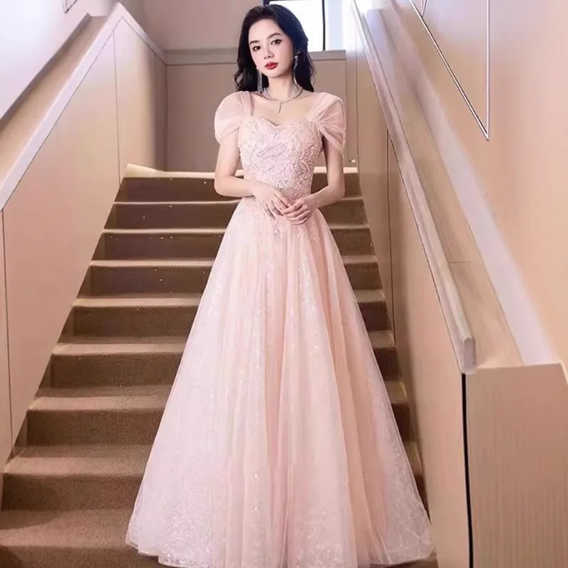 Women's Summer New One Shoulder Pink Glitter Evening Dress with High Grade Feeling, Student Adult Ceremony Host Art Exam Dress
Women's Summer New One Shoulder Pink Glitter Evening Dress with High Grade Feeling, Student Adult Ceremony Host Art Exam Dress