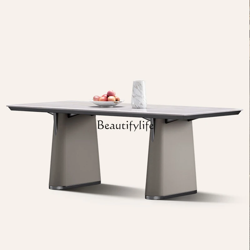 Light luxury dining table rectangular Italian minimalist high-end natural marble long table
Light luxury dining table rectangular Italian minimalist high-end natural marble long table