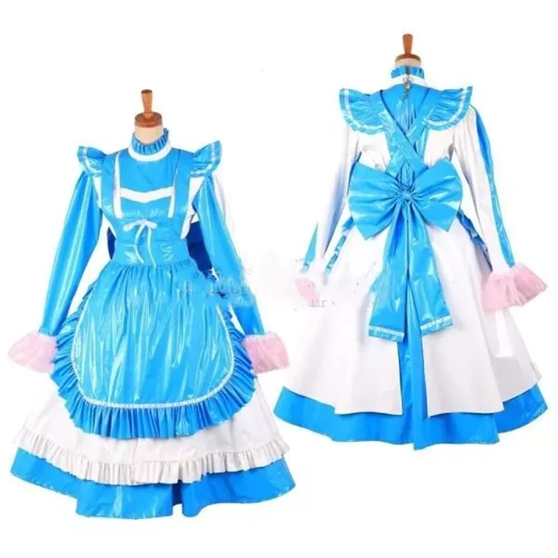 Sexy Sissy French maid blue PVC lockable long sleeved ruffle edge dress cosplay clothing can be customized
Sexy Sissy French maid blue PVC lockable long sleeved ruffle edge dress cosplay clothing can be customized