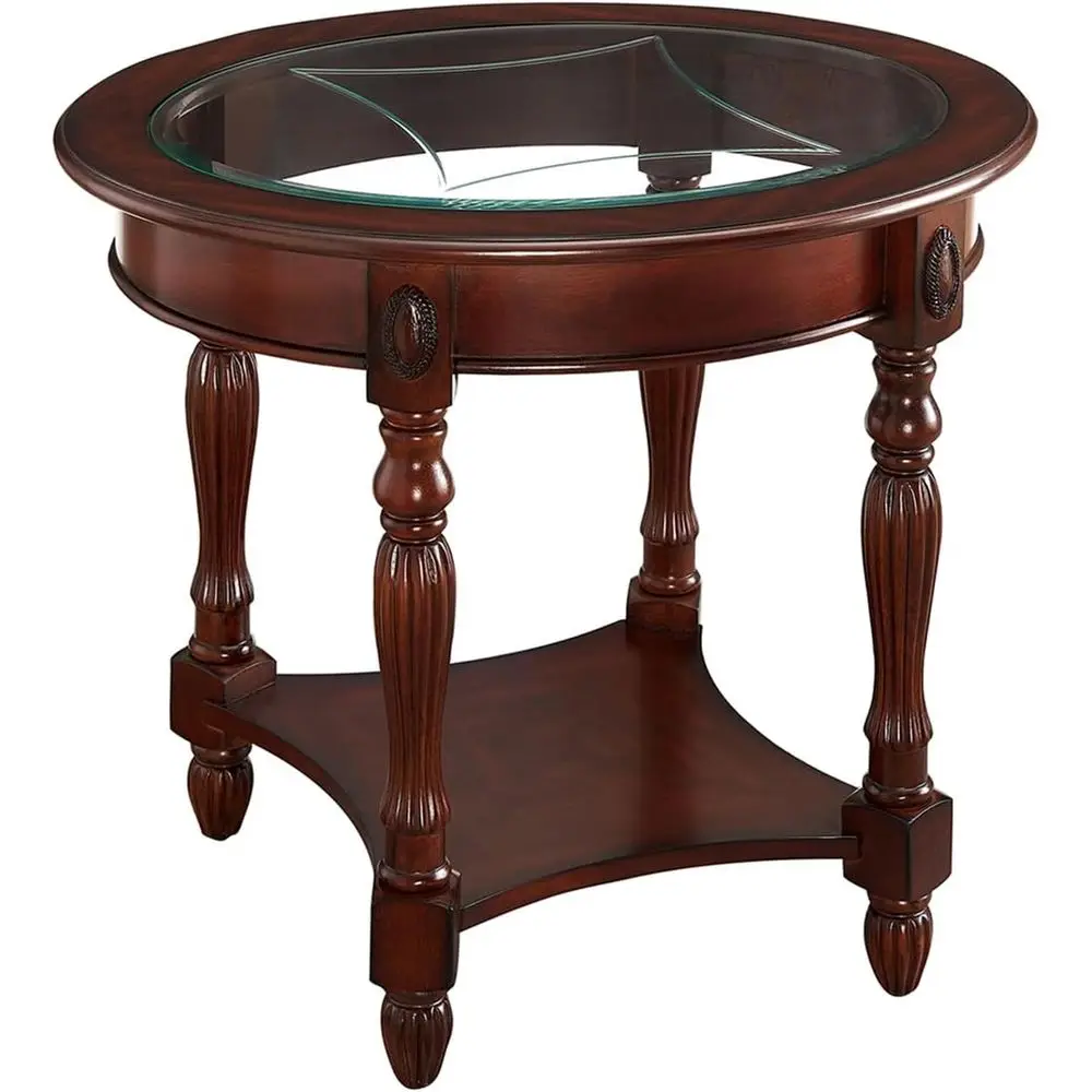 Elegant Cherry Walnut Oval End Table with 28x24 Tempered Glass Top, Vintage Carved Edge for Living Spaces
Elegant Cherry Walnut Oval End Table with 28x24 Tempered Glass Top, Vintage Carved Edge for Living Spaces