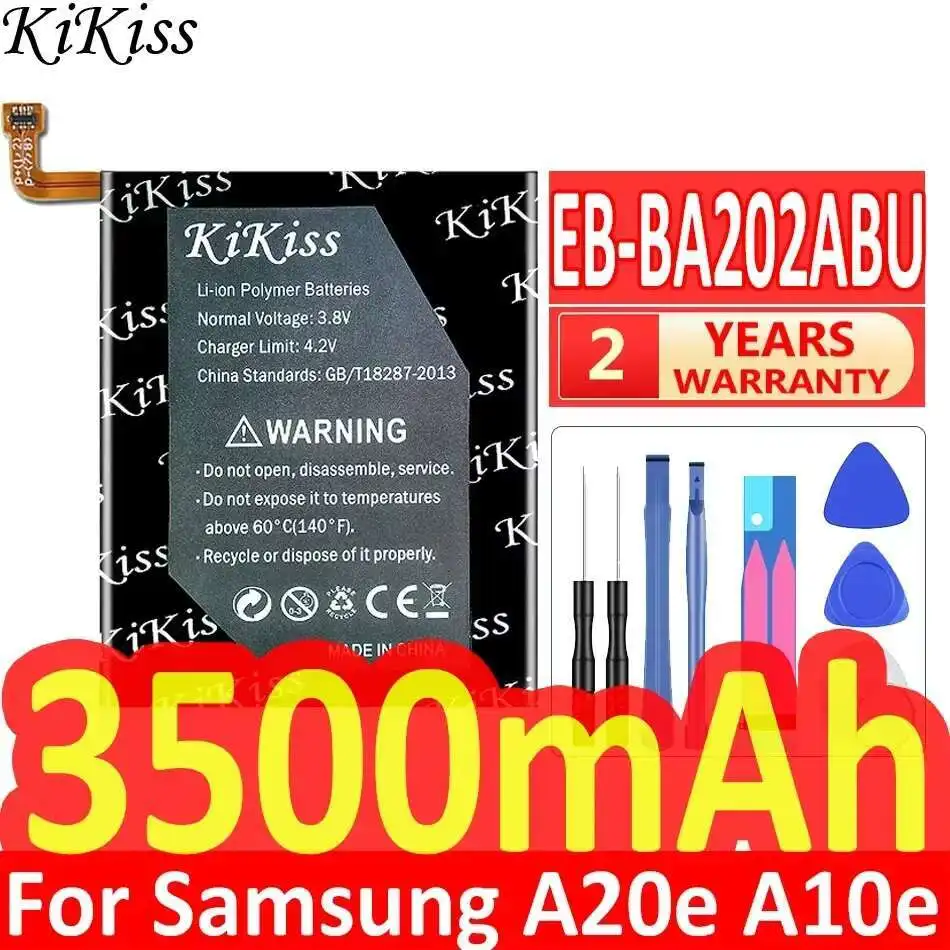 Аккумулятор KiKiss EB-BA202ABU для телефона Samsung GALAXY A20e A10e A102W A102U SM-A202F/DS SM-A202F 3500 мАч
Аккумулятор KiKiss EB-BA202ABU для телефона Samsung GALAXY A20e A10e A102W A102U SM-A202F/DS SM-A202F 3500 мАч